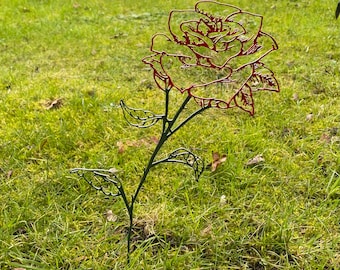 Rose Mothers Day Gift in Metal Garden Decoration Sculpture or Ornaments, Anniversary Gift, Engagement Gift