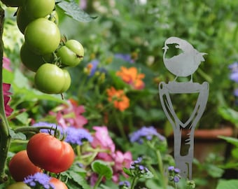 EXTERIOR Metal ROBIN Rusty on a Spade, Shovel or Fork Handle Sculpture, Garden Yard Art Metal Garden Stake, Bird Garden Gift