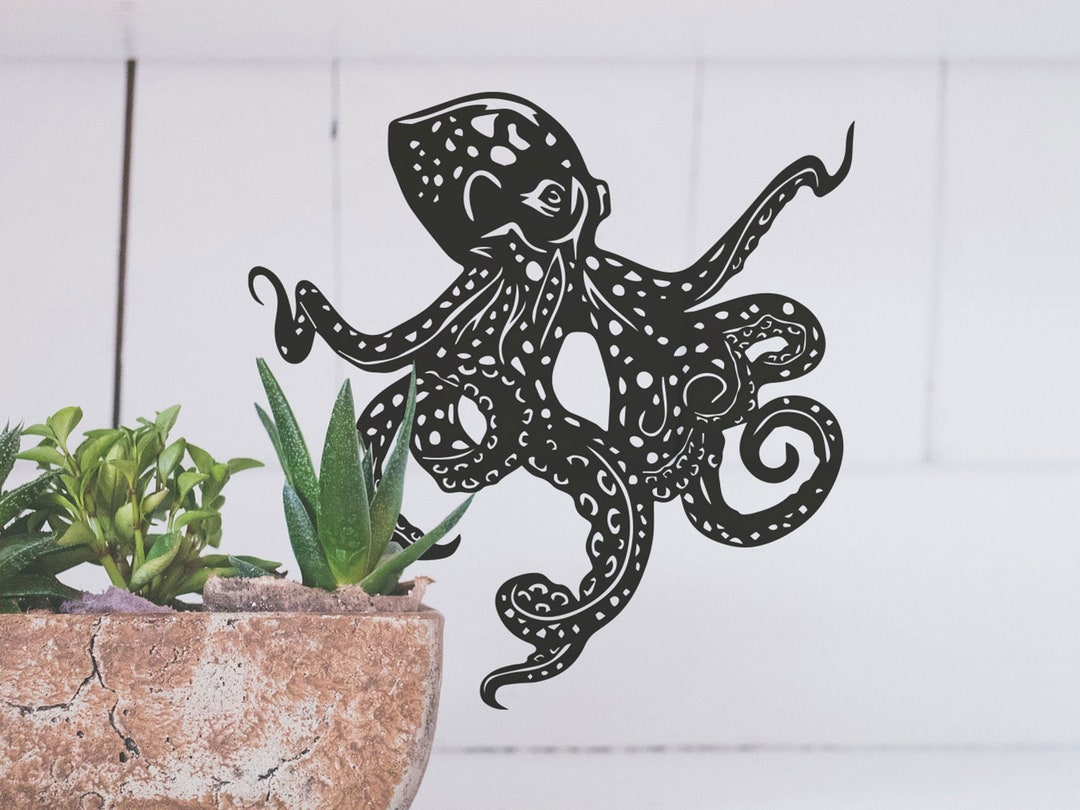 Rustic Metal Octopus Wall Art Metal Wall Decor, Marine Life Wall Art