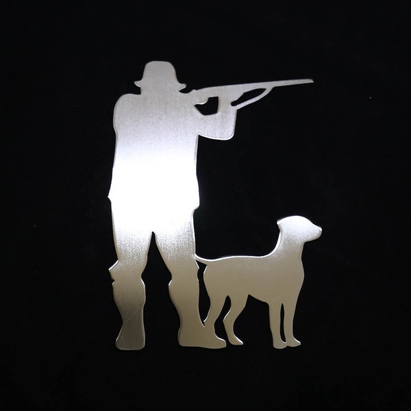 Acier/Métal - Un Homme, Son Chien et une Chasse au Canard Applique Art Déco