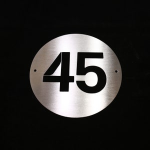 Brushed Stainless Steel Door Number Sign Round