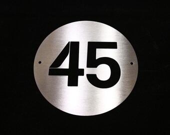 Brushed Stainless Steel Door Number Sign Round
