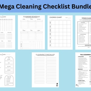 MEGA Cleaning Checklist Bundle l Cleaning Schedule l Cleaning Printable l Cleaning l Daily Checklist l Cleaning To Do List l White & Black