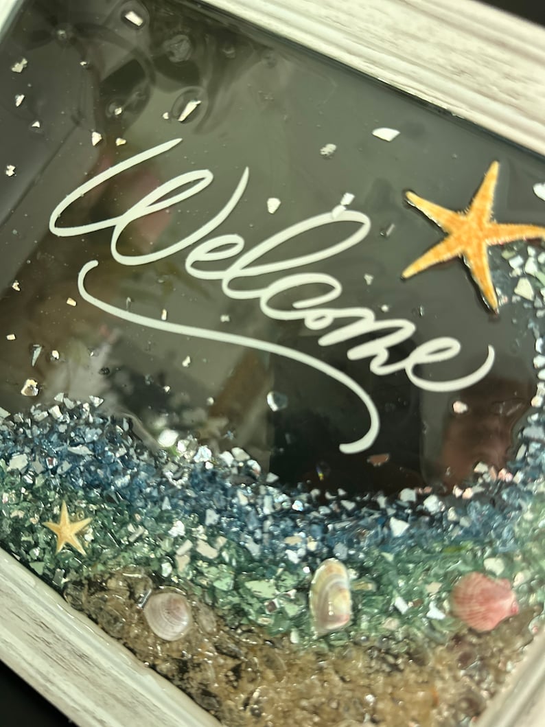 Crushed Glass and Resin Welcome Framed Art - Etsy