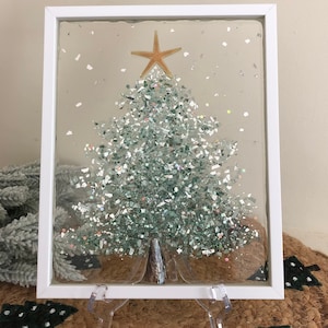 Resin Crushed Glass Framed Christmas Tree