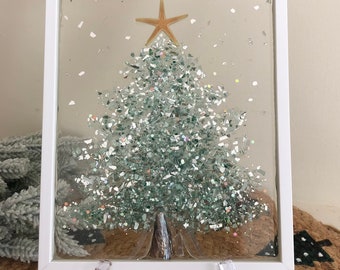 Resin Crushed Glass Framed Christmas Tree