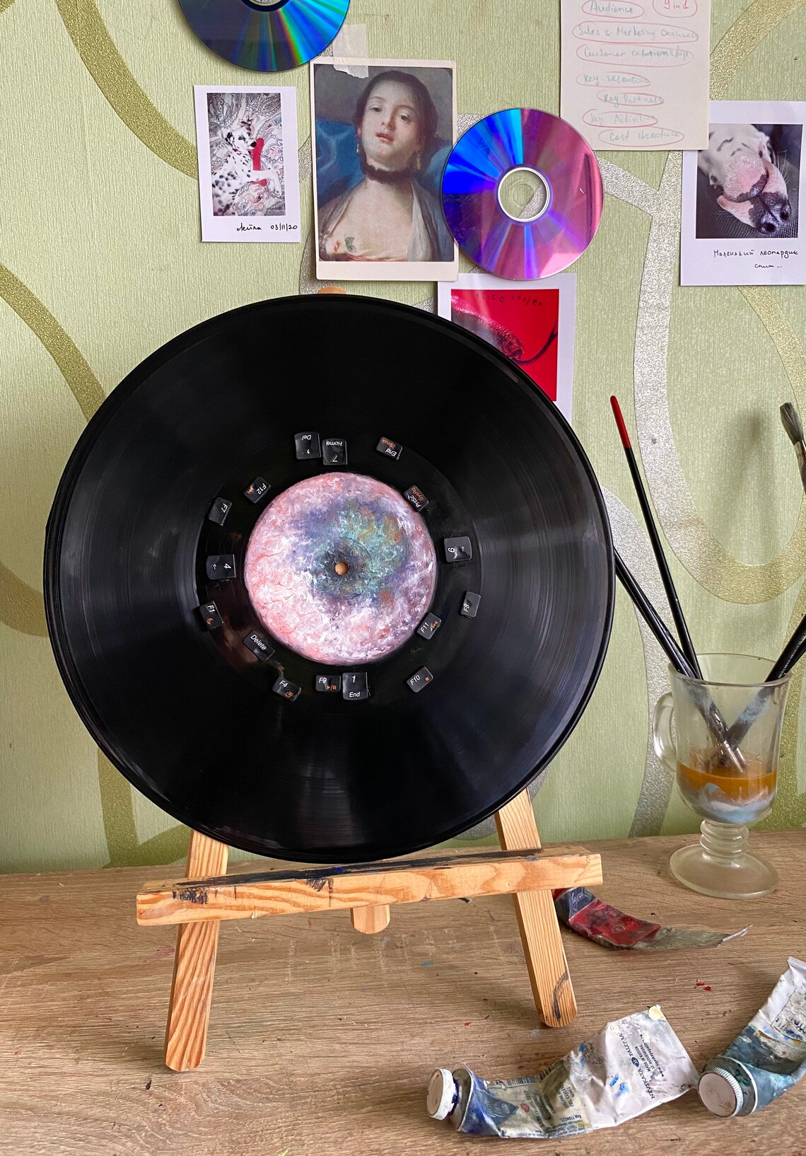 Aesthetic Hand-Painted Vinyl Record Handmade Vintage Wall | Etsy