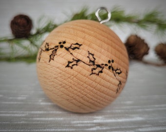 Engraved Wood Baubles, Yule Decorations, Nordic Tree Decor