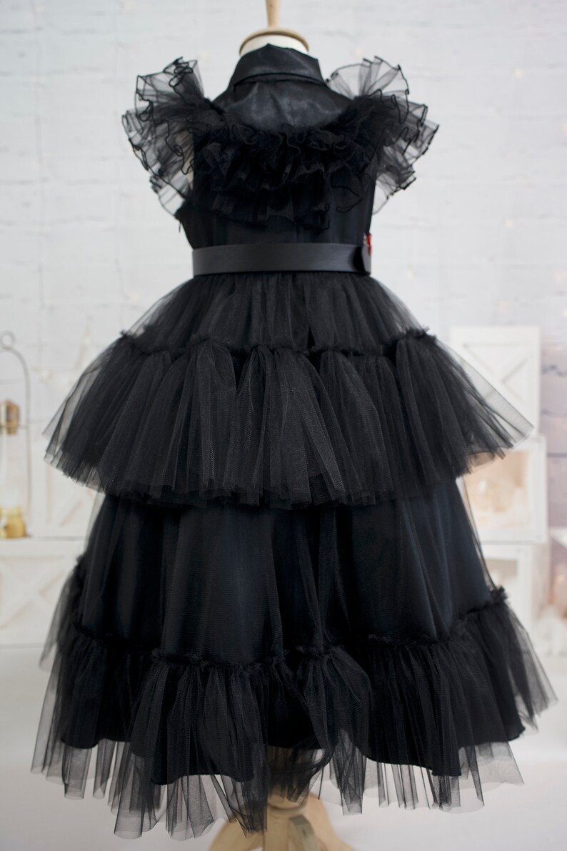 Wednesday Tulle Dress Wednesday Cosplay Costume Birthday Wednesday Dress Black Dress Teenager Tulle Dance Costume image 3