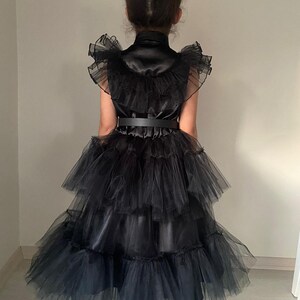 Wednesday Tulle Dress Wednesday Cosplay Costume Birthday Wednesday Dress Black Dress Teenager Tulle Dance Costume image 5