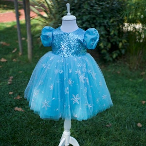 Girls&#39; Elsa Princess Dress: Blue Fluffy Tutu, Birthday Party Dress