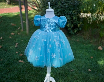Blue Fluffy Baby Girl Dress Prom Dress Toddler Tulle Frozen Princess Baby Girl Dress Special Occasion Party Dress Cinderella Dress