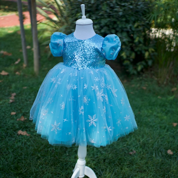 Blue Fluffy Baby Girl Dress Prom Dress Toddler Tulle Frozen Princess Baby Girl Dress Special Occasion Party Dress Cinderella Dress