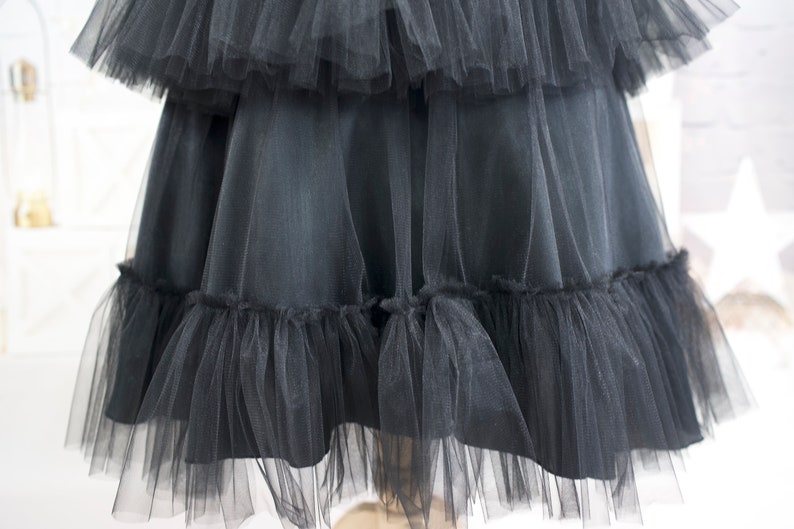 Wednesday Tulle Dress Wednesday Cosplay Costume Birthday Wednesday Dress Black Dress Teenager Tulle Dance Costume image 8