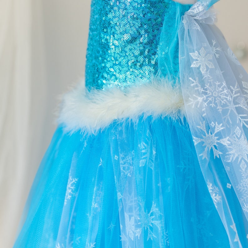 Déguisement princesse Elsa fille pour cosplay Elsa, fête d'anniversaire fille Elsa et déguisement fille Elsa, robe princesse fleur Elsa image 9