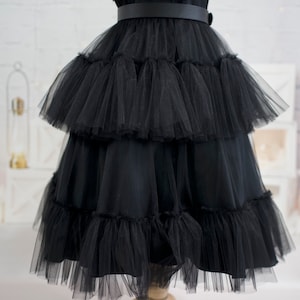 Wednesday Tulle Dress Wednesday Cosplay Costume Birthday Wednesday Dress Black Dress Teenager Tulle Dance Costume image 9