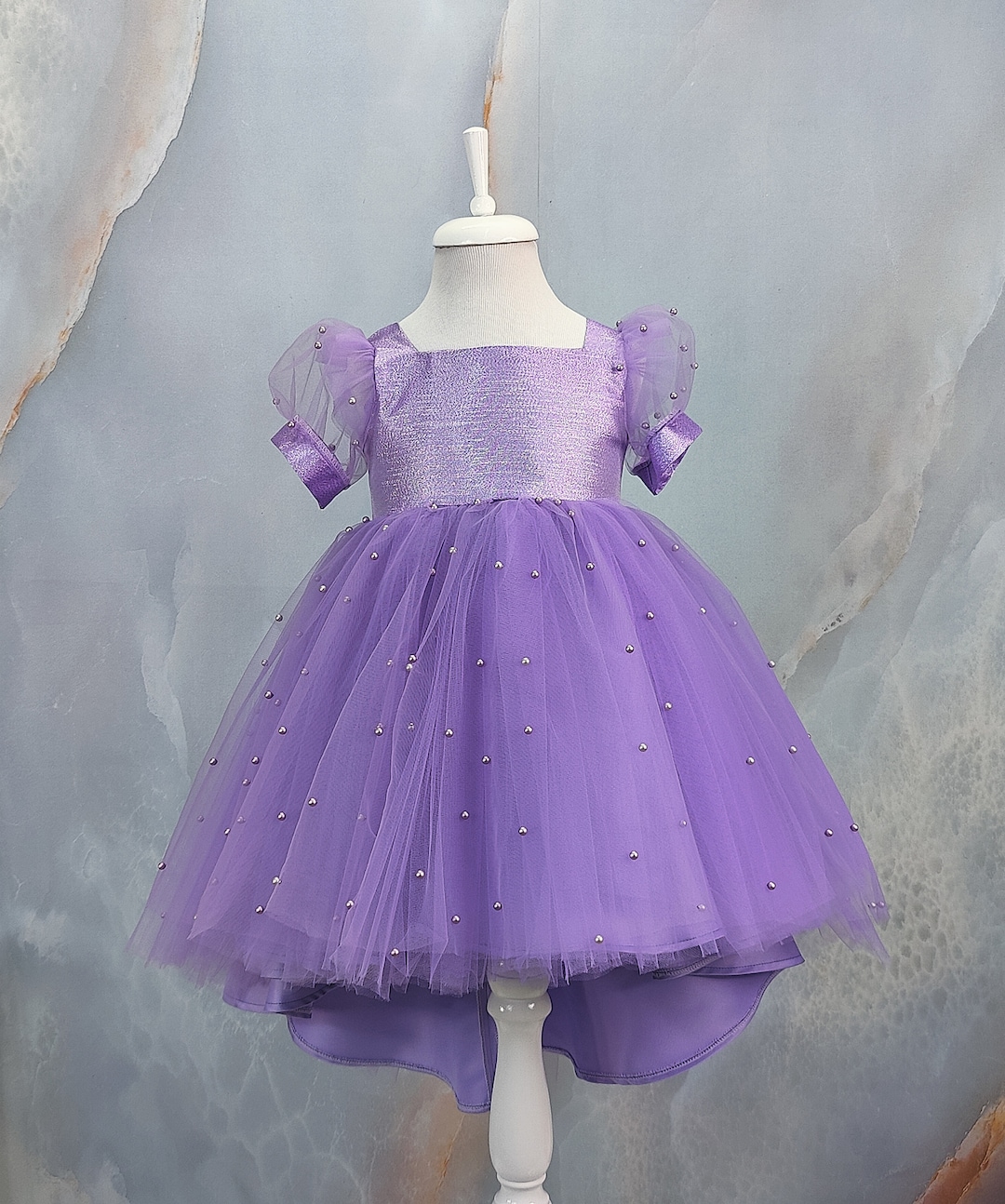 Baby Girl Lace Tulle Party Dress, Toddler Birthday Dress, Purple Prom ...
