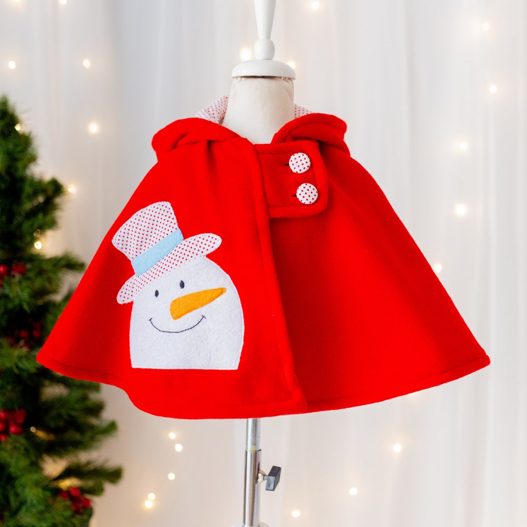 Red Christmas Cape With Snowman Figure Christmas Gift for Etsy