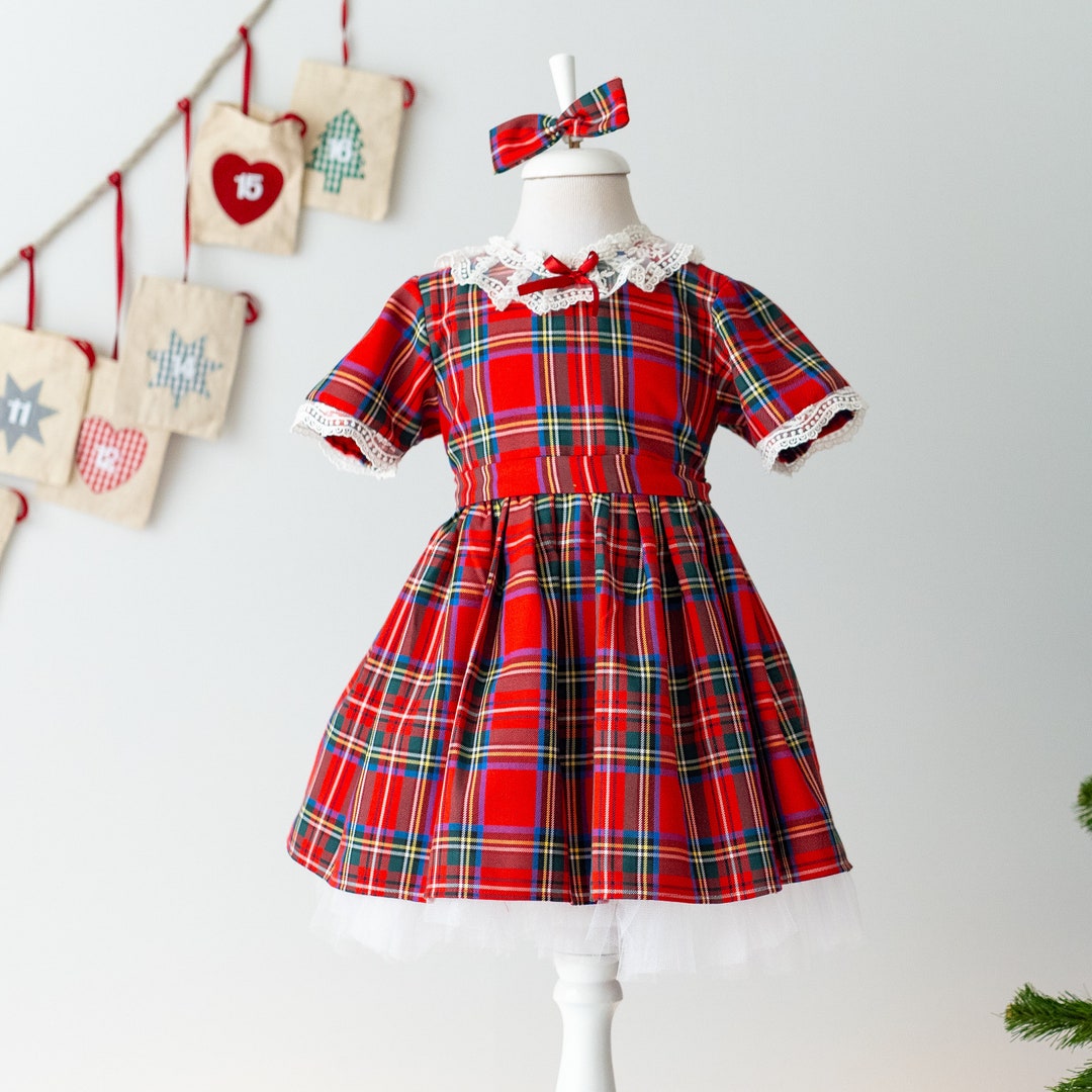 Christmas Dress for Girls, Red Plaid Christmas Dress, Christmas Outfit Plaid Christmas Dresses