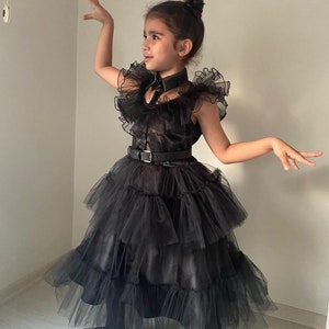 Wednesday Tulle Dress Wednesday Cosplay Costume Birthday Wednesday Dress Black Dress Teenager Tulle Dance Costume image 7