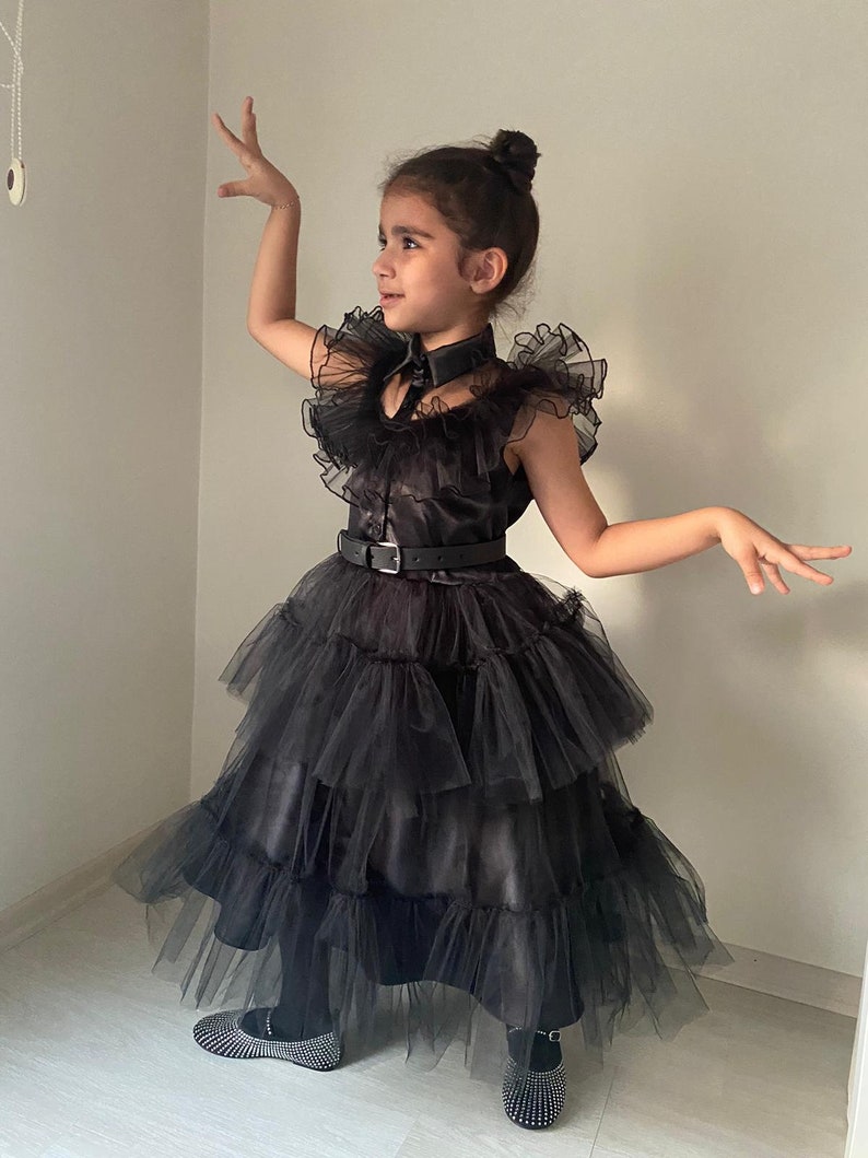 Wednesday Tulle Dress Wednesday Cosplay Costume Birthday Wednesday Dress Black Dress Teenager Tulle Dance Costume image 7