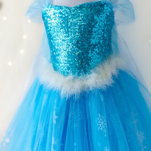 Déguisement princesse Elsa fille pour cosplay Elsa, fête d'anniversaire fille Elsa et déguisement fille Elsa, robe princesse fleur Elsa image 4