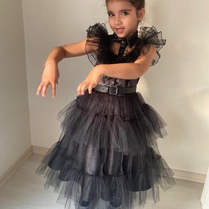 Wednesday Tulle Dress Wednesday Cosplay Costume Birthday Wednesday Dress Black Dress Teenager Tulle Dance Costume image 4