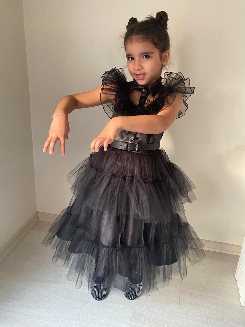 Wednesday Tulle Dress Wednesday Cosplay Costume Birthday Wednesday Dress Black Dress Teenager Tulle Dance Costume image 4