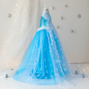 Déguisement princesse Elsa fille pour cosplay Elsa, fête d'anniversaire fille Elsa et déguisement fille Elsa, robe princesse fleur Elsa image 8