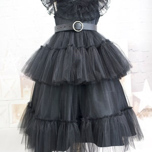 Wednesday Tulle Dress Wednesday Cosplay Costume Birthday Wednesday Dress Black Dress Teenager Tulle Dance Costume image 2