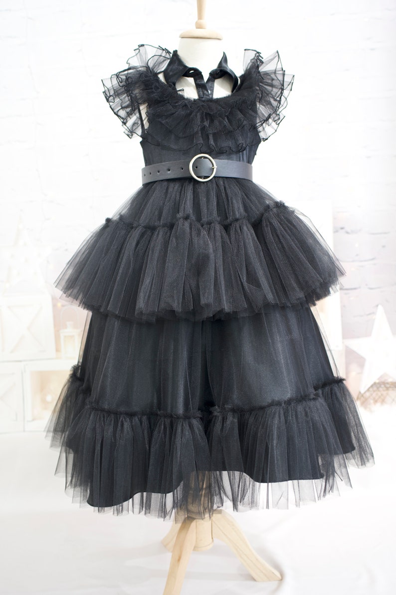 Wednesday Tulle Dress Wednesday Cosplay Costume Birthday Wednesday Dress Black Dress Teenager Tulle Dance Costume image 2