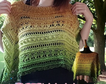 Schwedischer Frühling, Ein Raglan Poncho, PDF Datei auf Deutsch mit Handschriftlicher Häkelschrift