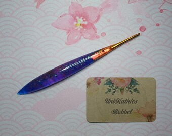 UniKathies Glitzer Häkelnadel aus Resin - 3,0 mm Tulip Japan Aluminiumnadel in Goldoptik - Bitte die Beschreibung beachten ;-) Hook, Deko 9