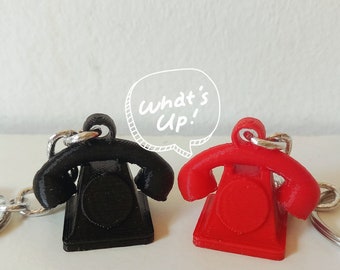 Vintage telephone keychain, custom keyring, vintage keyring, retro telephone gift