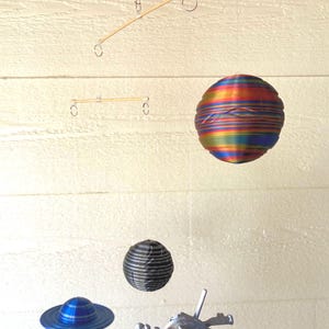 Planet Mobile with Space Probe | Jupiter Saturn Solar System Hanging Mobile | Space Nursery Decor | Astronomy Gift | STEM Kinetic Mobile