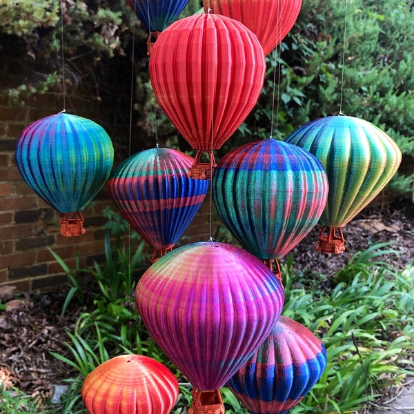 Hot Air Balloon Mobile | Colorful Kinetic Hanging Art | Adjustable Tiered Sculpture | Boho Home Decor Gift