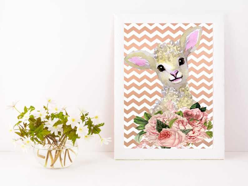 Nursery Baby Lamb Wall Art Baby Animal Wall Art Printable Etsy