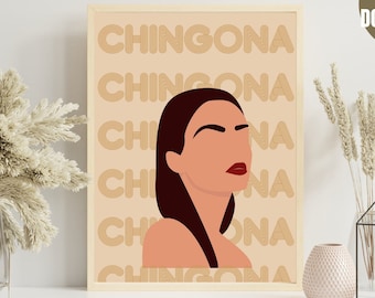 Chingona, Latina Pride, Latina Art, Latina Power, Geschenken voor haar, Geschenken voor Latinas, Latina Printable Art, Feministische Muurkunst, Digitale Kunst