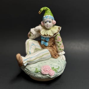 Vintage Schmid Japan Porcelain Clown Musical Box Collectible