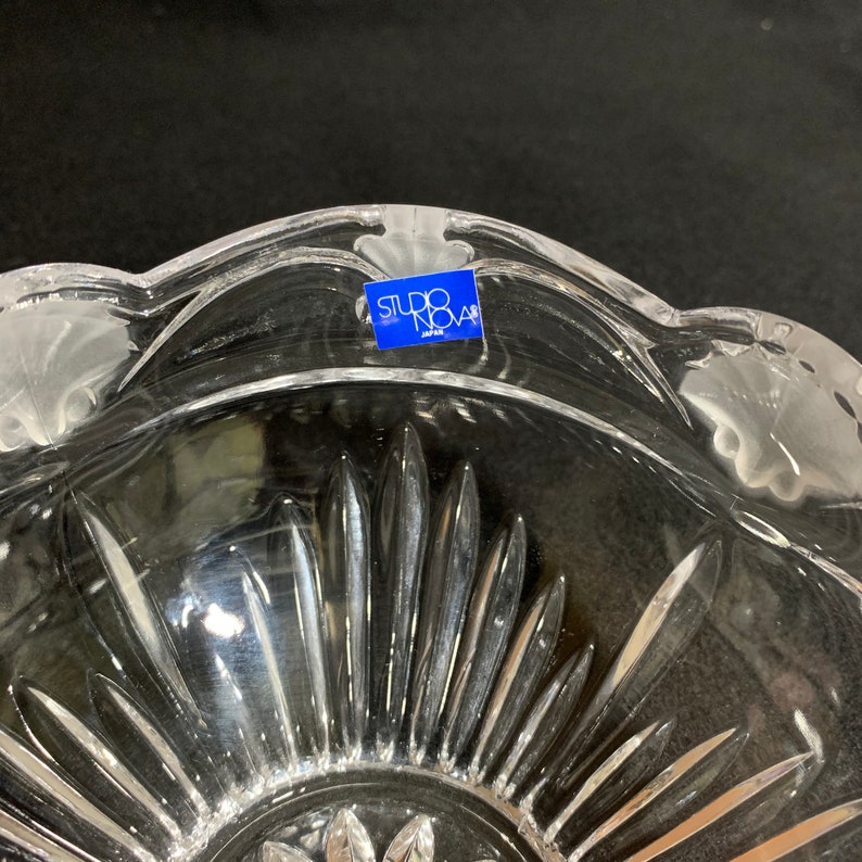 Vintage Studio Nova Japan Crystal Bowl 5,5 With Frosted Shells Overlay Etsy