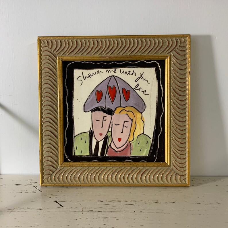 Framed Ceramic Tile ,art Tile,wall Decor With Artist Marks 8 ,5 X8,5