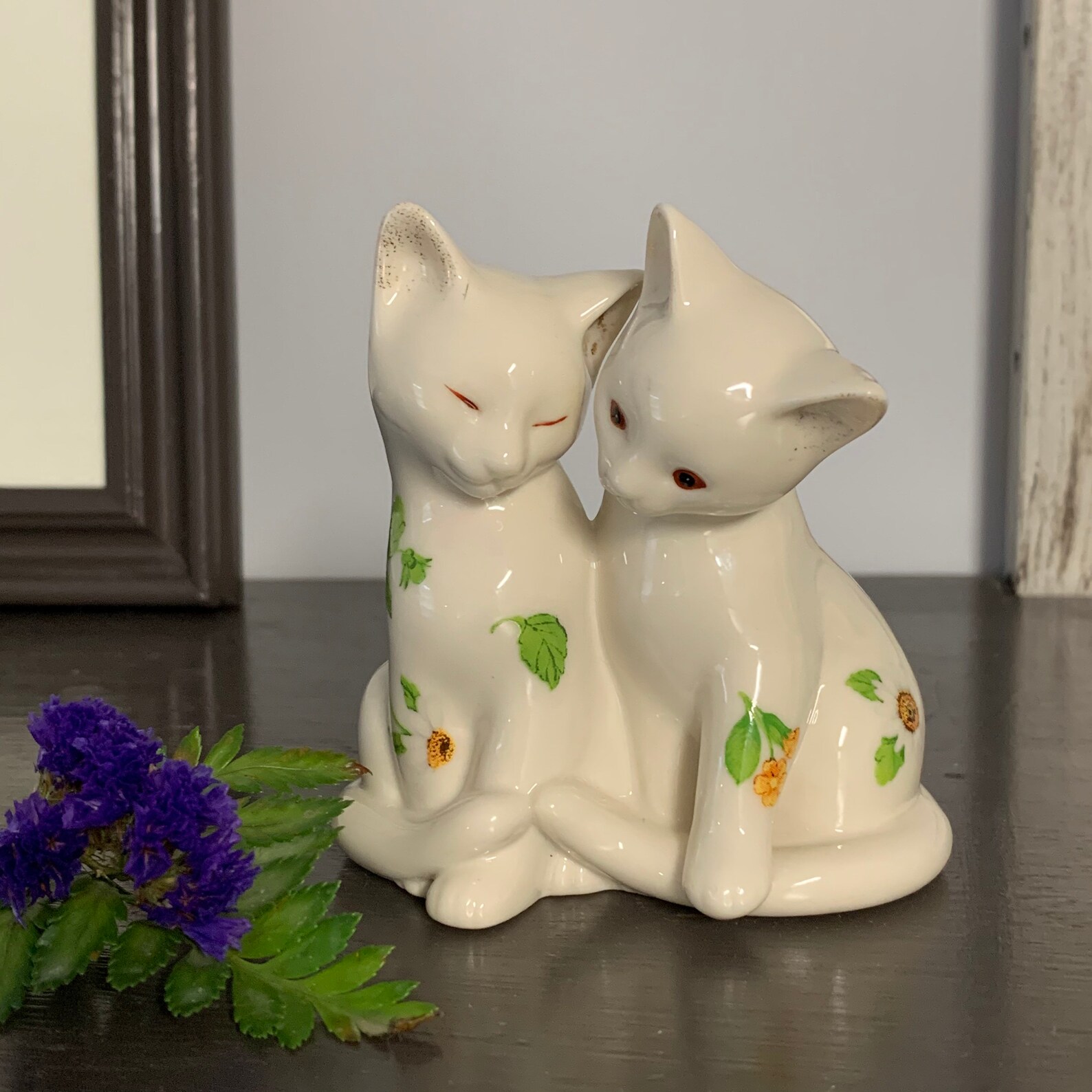 Lenox Porcelain Cats Figurine with Flowers Overlay Etsy