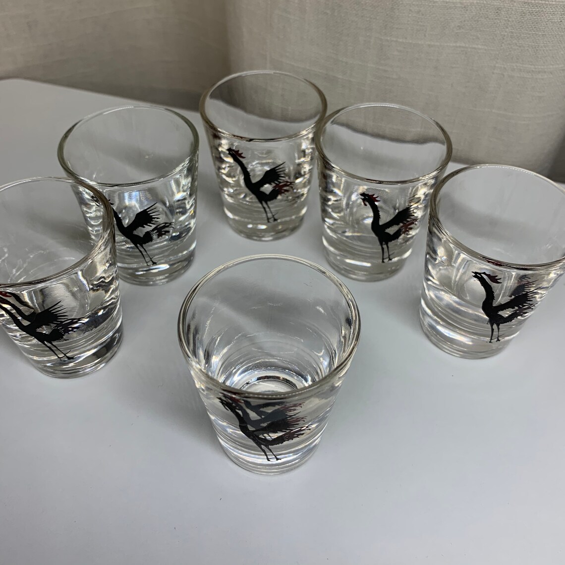 Vintage Shot Rooster Glasses Set of 6 Etsy