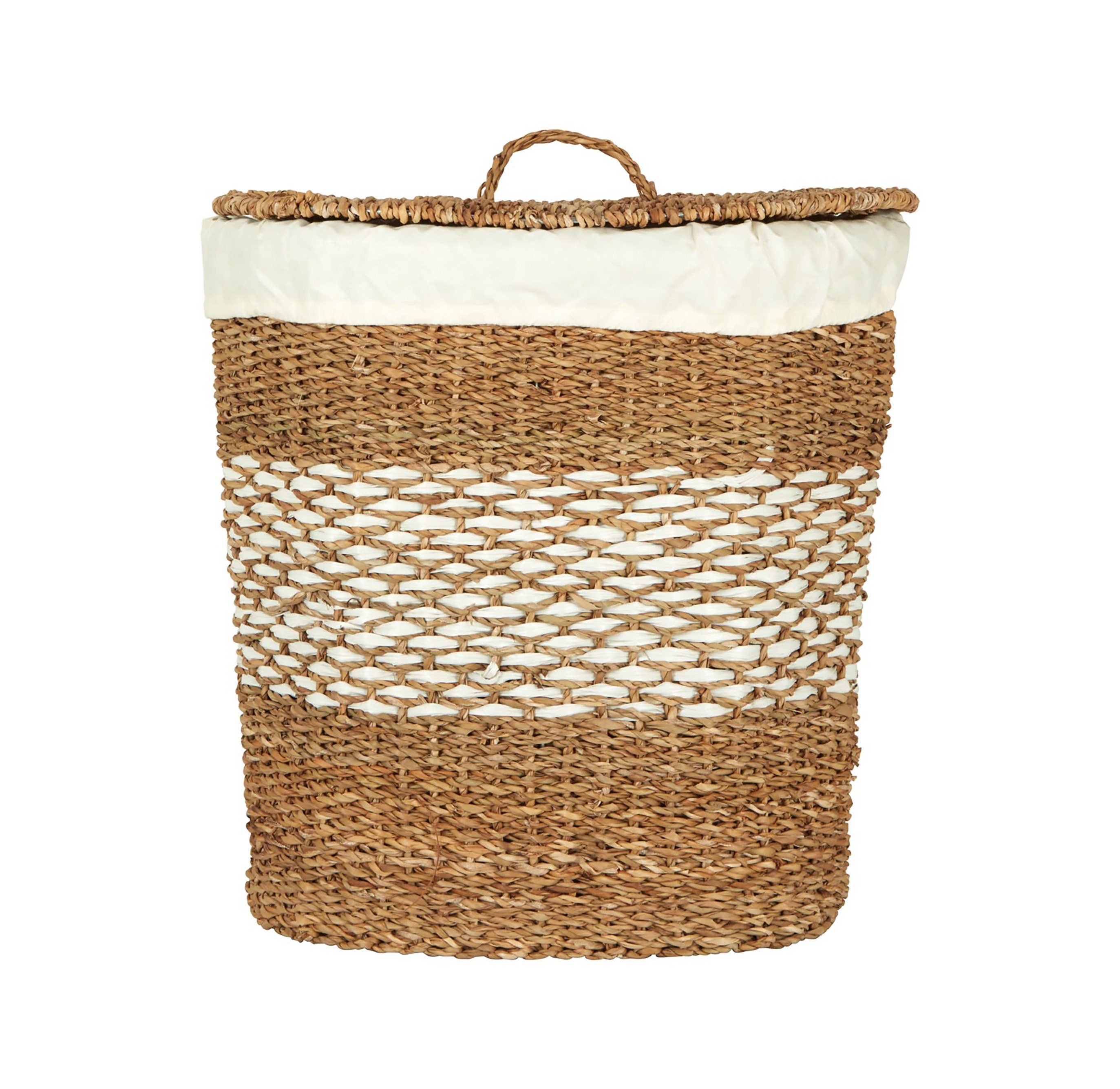 Large Natural Seagrass Hamper Laundry Baskets with Fabric Etsy