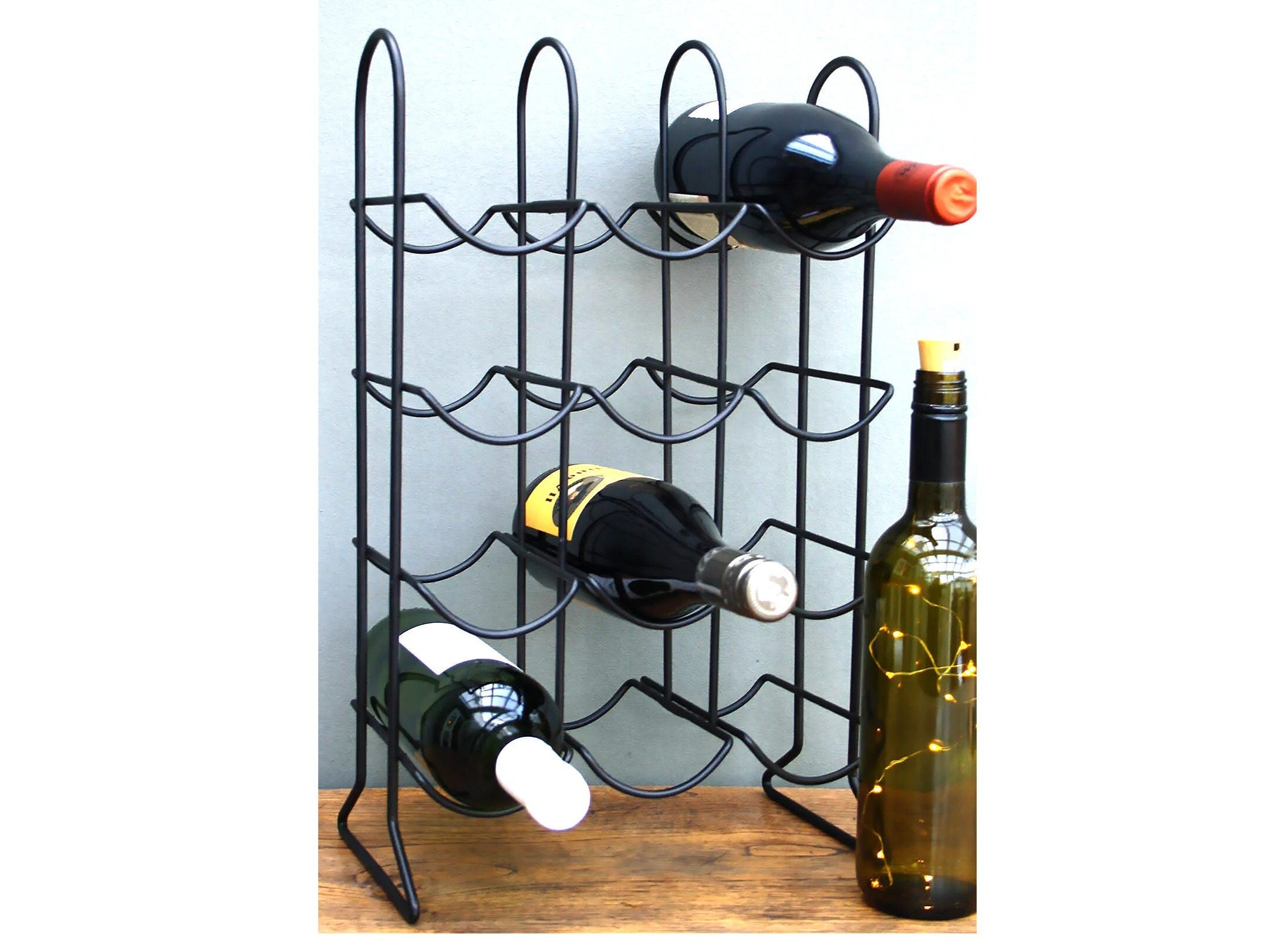 12 Bottle Black Metal Wire Wine Rack Etsy