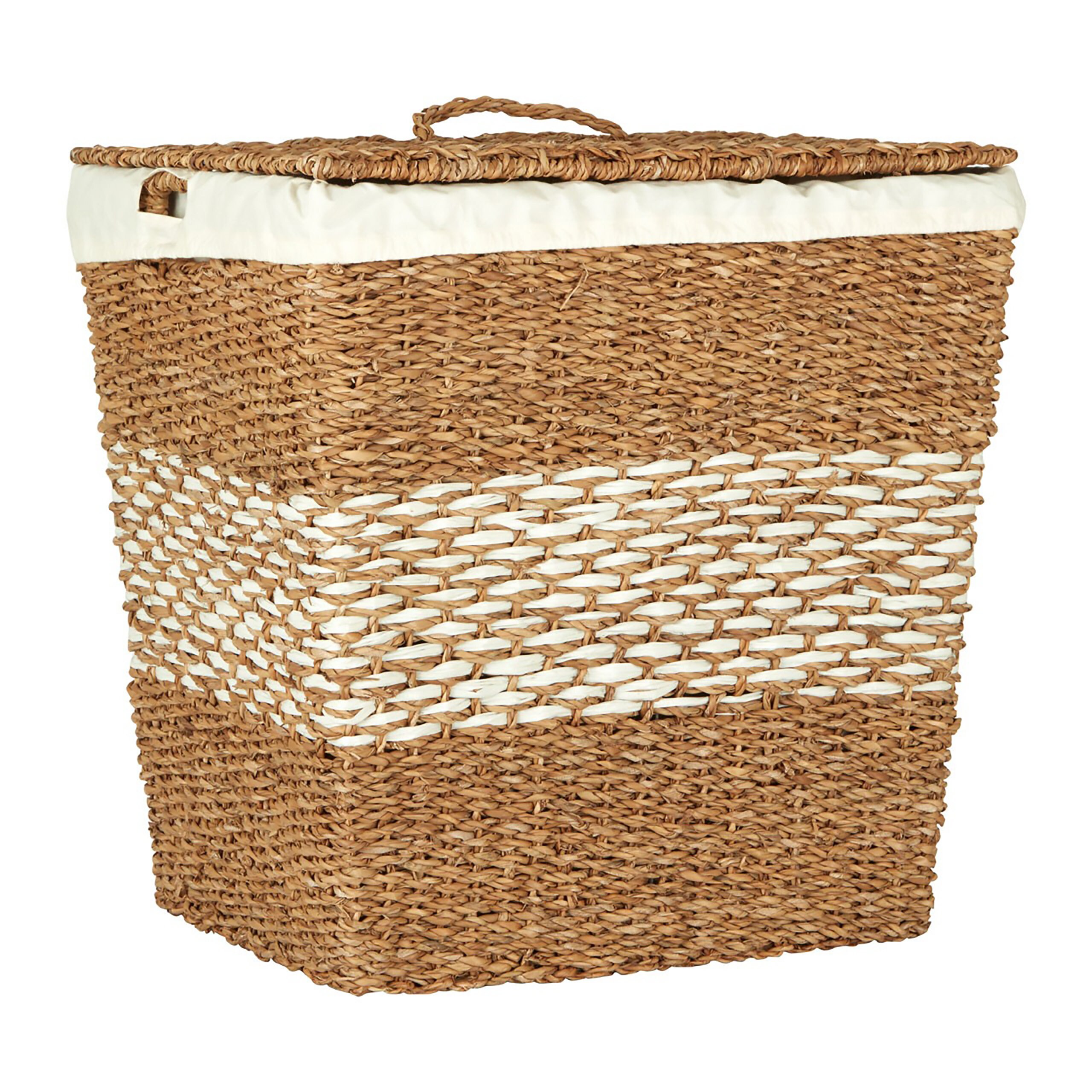 Large Natural Seagrass Hamper Laundry Baskets with Fabric Etsy
