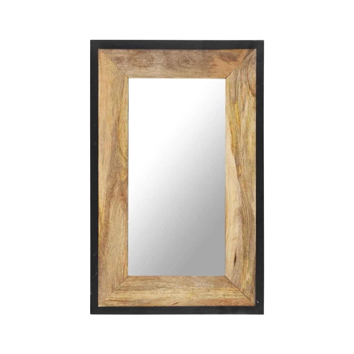 Solid Mango Wood Mirror with A Natural Black Frame Etsy