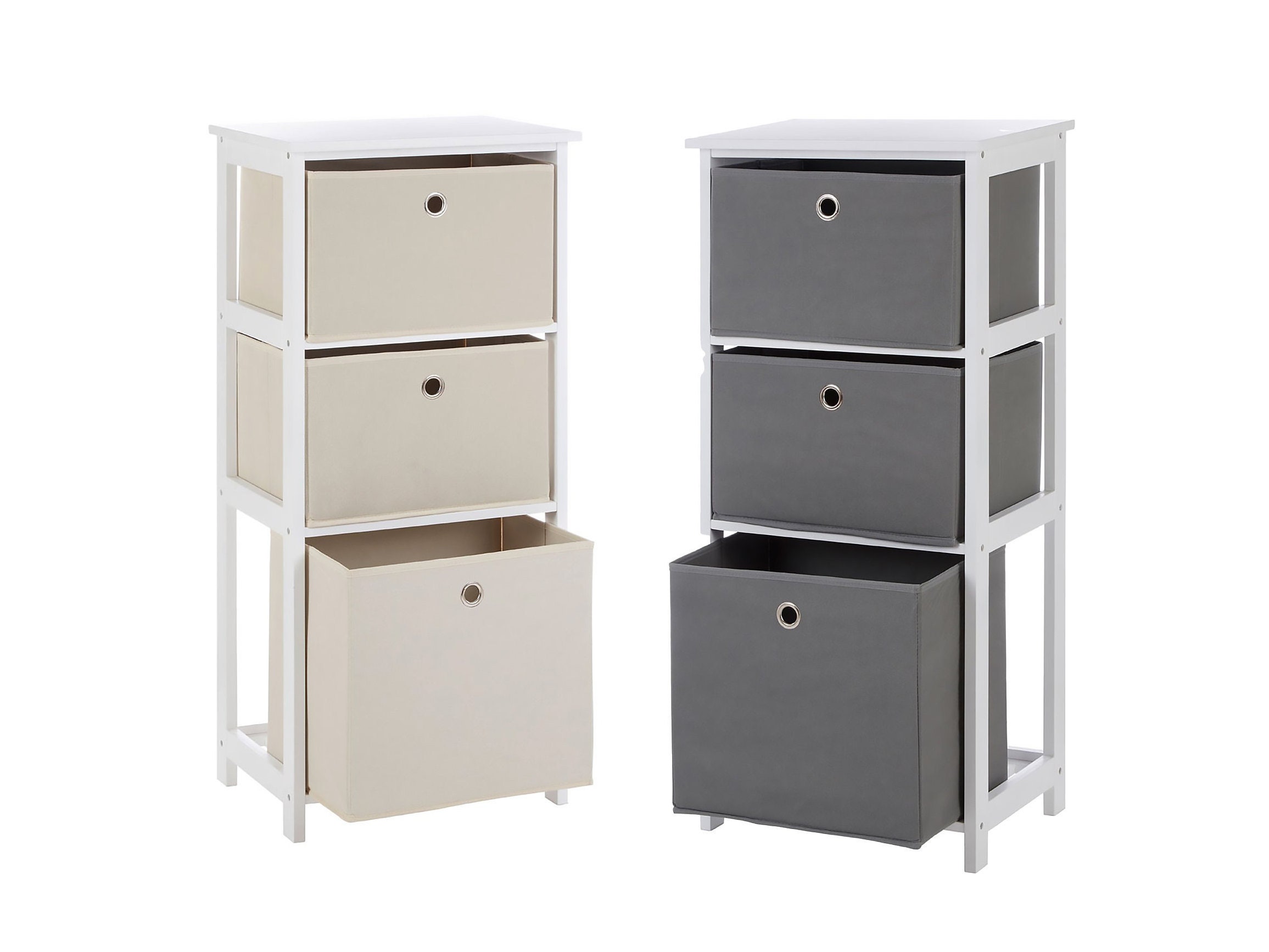 Grey and Cream Fabric Canvas Drawers Storage Units Etsy