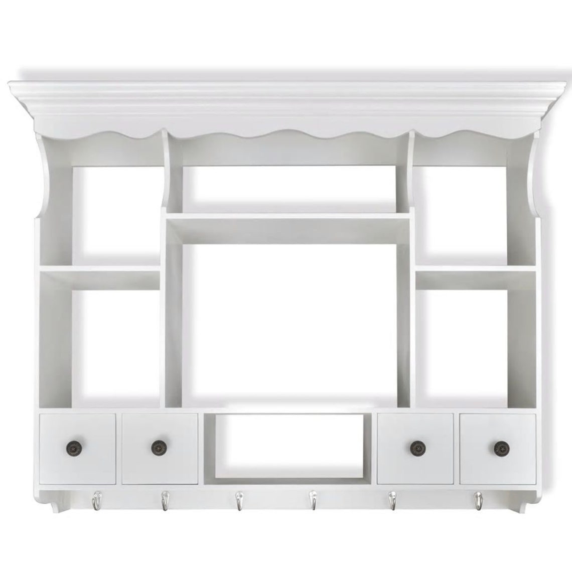 Vintage Country Style White Wall Shelf Unit With Hooks and Etsy