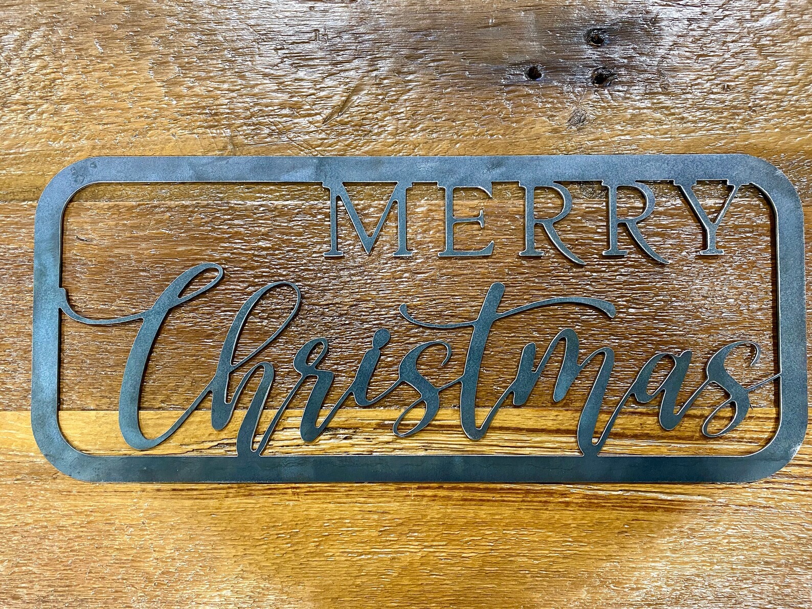 Merry Christmas Metal Wall Art Etsy
